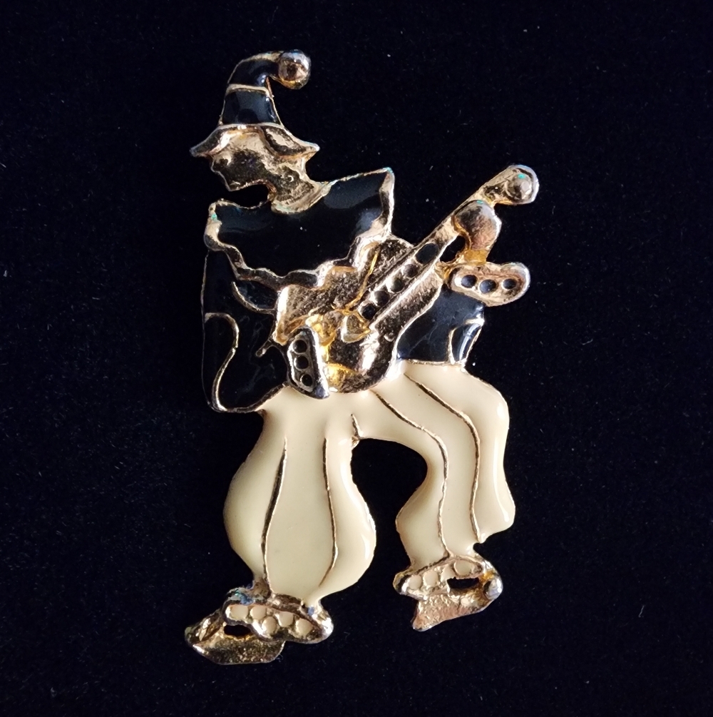 Vintage Goldtone Clown Brooch
